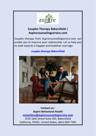 Couples Therapy Bakersfield Aspirecounselingservice.com