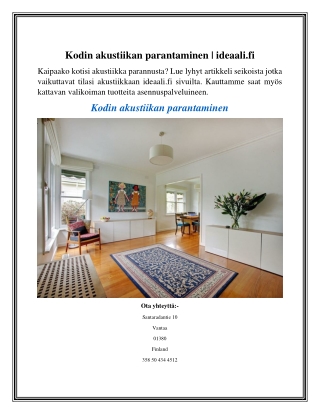 Kodin akustiikan parantaminen ideaali.fi