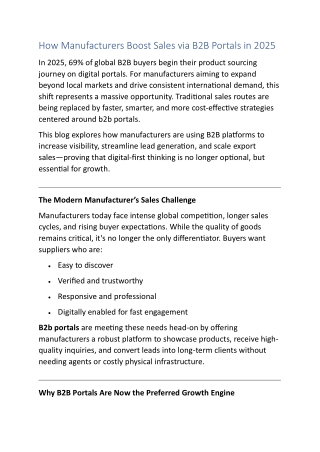 How Manufacturers Boost Sales via B2B Portals in 2025