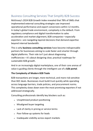 business consulting services that simplify b2b success