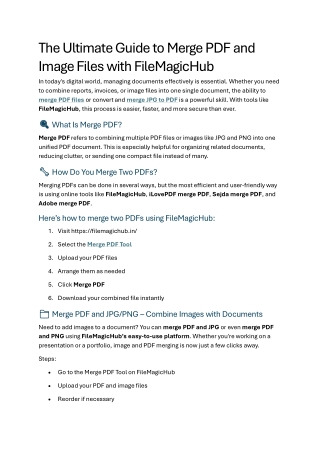 The Ultimate Guide to Merge PDF and Image Files with FileMagicHub