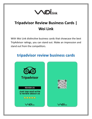 Tripadvisor Review Business Cards