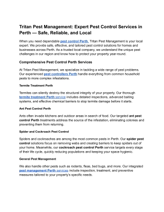 Tritan Pest Management_ Expert Pest Control Services in Perth — Safe, Reliable, and Local