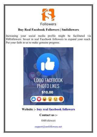 Buy Real Facebook Followers   Smfollowers