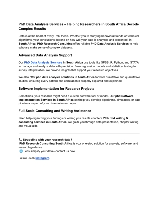 PhD Data Analysis Services – Helping Researchers in South Africa Decode Complex Results