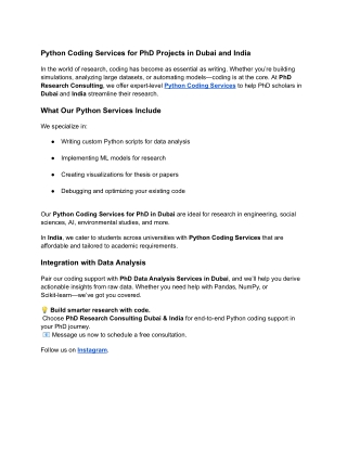 Python Coding Services for PhD Projects in Dubai and India