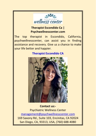 Therapist Escondido Ca Psychwellnesscenter.com