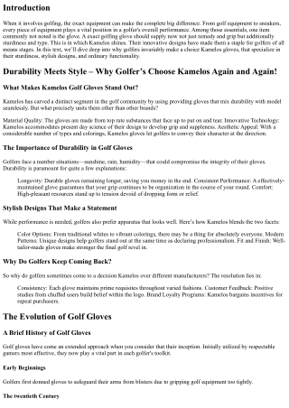 Durability Meets Style – Why Golfer’s Choose Kamelos Again and Again!