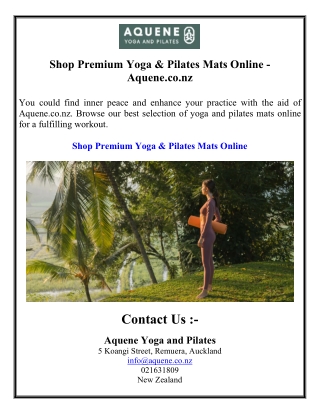 Shop Premium Yoga & Pilates Mats Online - Aquene.co.nz