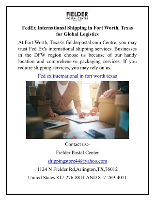 FedEx International Shipping in Fort Worth, Texas for Global Logistics