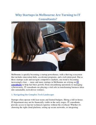 Why Startups in Melbourne Are Turning to IT Consultants?