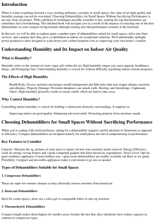 “Choosing Dehumidifiers for Small Spaces Without Sacrificing Performance”