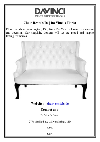 Chair Rentals Dc   Da Vinci’s Florist