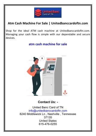 Atm Cash Machine For Sale  Unitedbanccardoftn.com