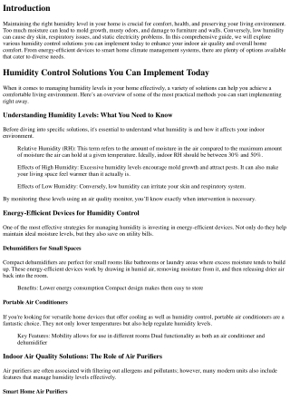 Humidity Control Solutions You Can Implement Today