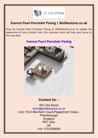 Everest Pearl Porcelain Paving  Welikestone.co.uk