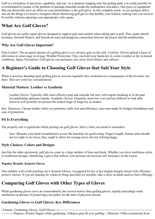 A Beginner's Guide to Choosing Golf Gloves that Suit Your Style