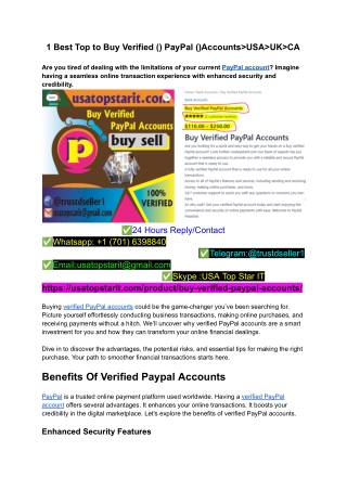 1 Best Top to Buy Verified () PayPal ()Accounts_USA_UK_CA