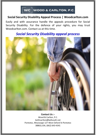 Social Security Disability Appeal Process Woodcarlton