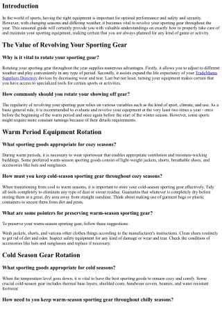 Seasonal Guide: Revolving Your Sporting Gear Throughout the Year