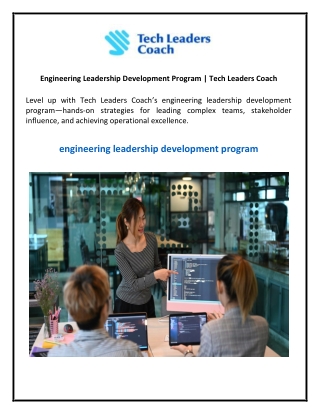 Engineering Leadership Development Program Tech Leaders Coach