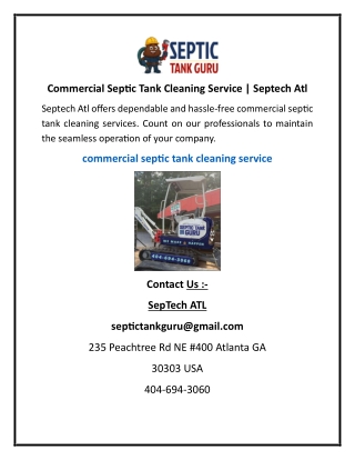 Commercial Septic Tank Cleaning Service  Septech Atl
