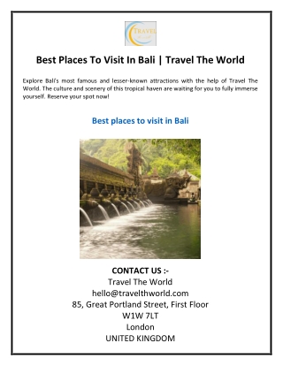 Best Places To Visit In Bali Travel The World