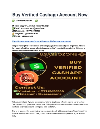 Easy Way To Buy Verified Cashapp Account Now