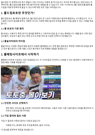 롤드컵토토: 월드컵을 완벽하게 즐기는 법