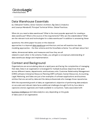 Data Warehouse Essentials: Architecting for Analytics at Enterprise Scale
