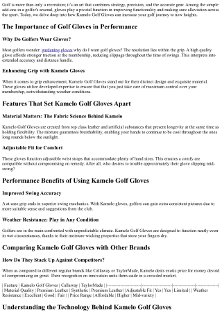 Get a Grip! How Kamelo Golf Gloves Enhance Performance