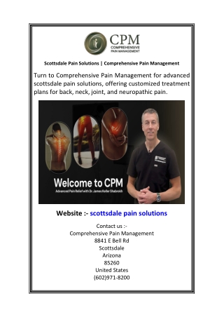 Scottsdale Pain Solutions  Comprehensive Pain Management