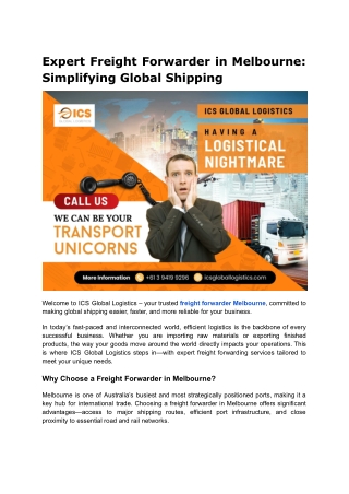 freight forwarder Melbourne