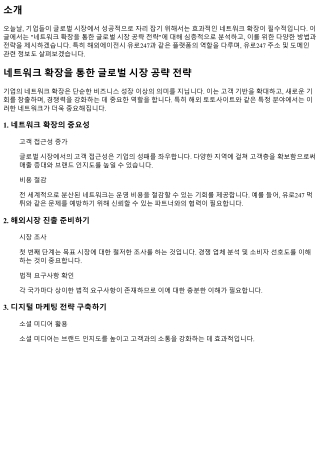 네트워크 확장을 통한 글로벌 시장 공략 전략