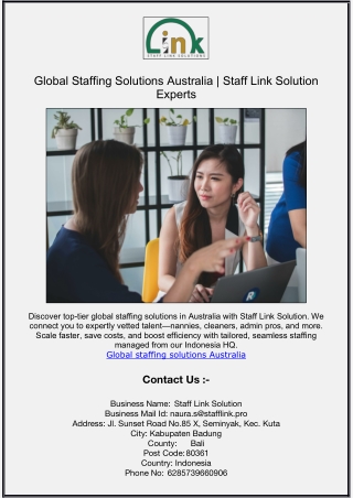 Global Staffing Solutions Australia | Staff Link Solution Experts