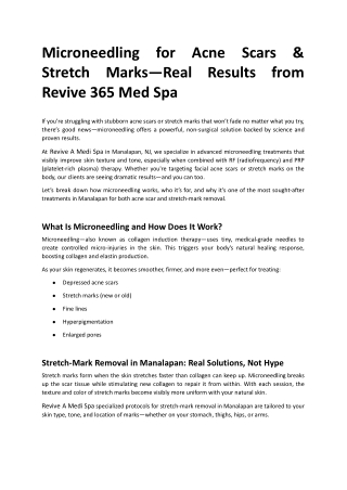 Microneedling for Acne Scars & Stretch Marks—Real Results from Revive 365 Med Sp
