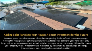 Adding Solar Panels to Your House- A Smart Investment for the Future