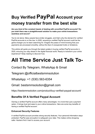 Buy,, Verified PayPal Account your money transfer from the best site