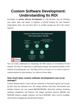 Custom Software Development: Understanding Its ROI