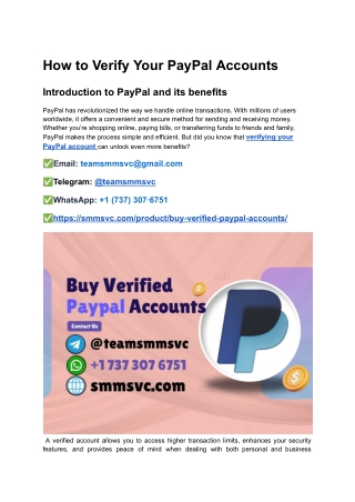 Buy To Verified PayPal Account – Ready to Use Immediately
