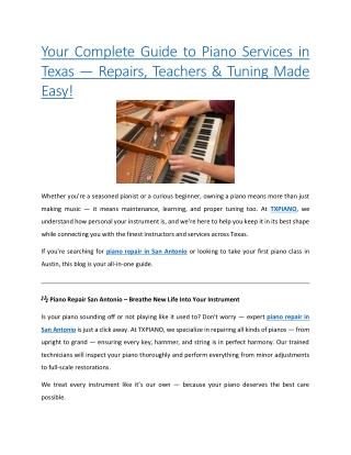 Your Complete Guide to Piano Services in Texas