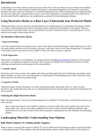 Using Decorative Rocks as a Base Layer Underneath Your Preferred Mulch