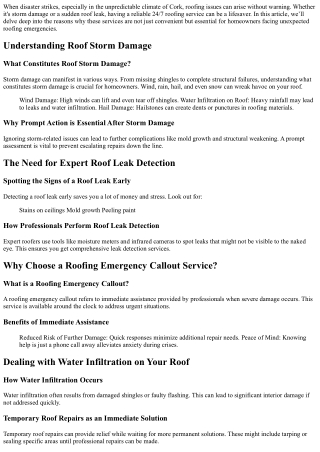 Why a 24/7 Roofing Service is Worth It When Disaster Strikes in Cork