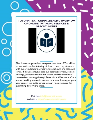 Comprehensive Overview of Online Tutoring Services
