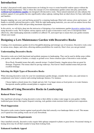 Designing a Low-Maintenance Garden with Decorative Rocks