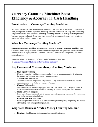 Currency Counting Machine Boost Efficiency & Accuracy in Cash Handling