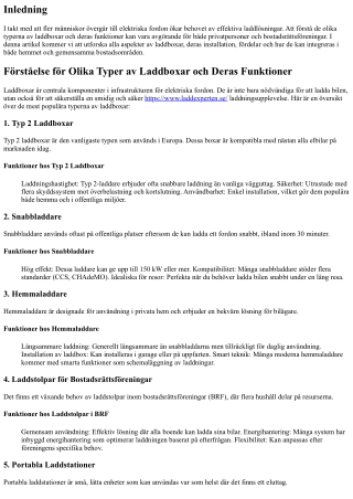 Förståelse för Olika Typer av Laddboxar och Deras Funktioner