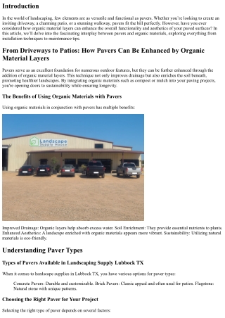 From Driveways to Patios: How Pavers Can Be Enhanced by Organic Material Layers