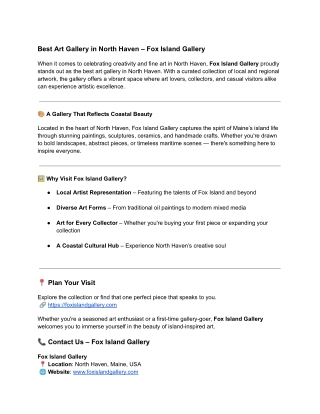 Best Art Gallery in North Haven – Fox Island Gallery