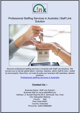 Professional Staffing Services in Australia | Staff Link Solution